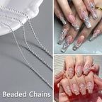 12 Strips Metal Chain Nail Art Charms, 3D Gold Silver Dark Gray Nail Chains Punk Alloy Nail Rivets Jewelry for Women Gothic Manicure Accessories DIY Crafts Decorations