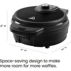 Chefman Anti-Overflow Belgian Waffle Maker W/Shade Selector, Temperature Control, Mess Free Moat, Round Iron W/Nonstick Plates & Cool Touch Handle, Measuring Cup Included, Black