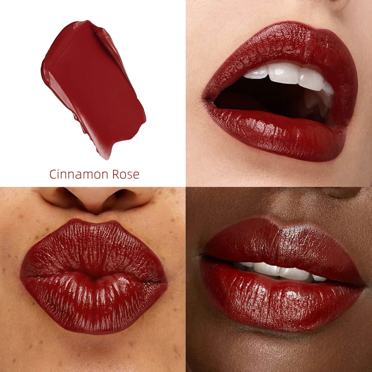 Deep Red Hydrating Lipstick – Moisturizing Cream Lip Balm for Dry Lips, Bold Glossy Finish, Lightweight Vegan Lip Color with Comfortable Smooth Wear (Cinnamon Rose)