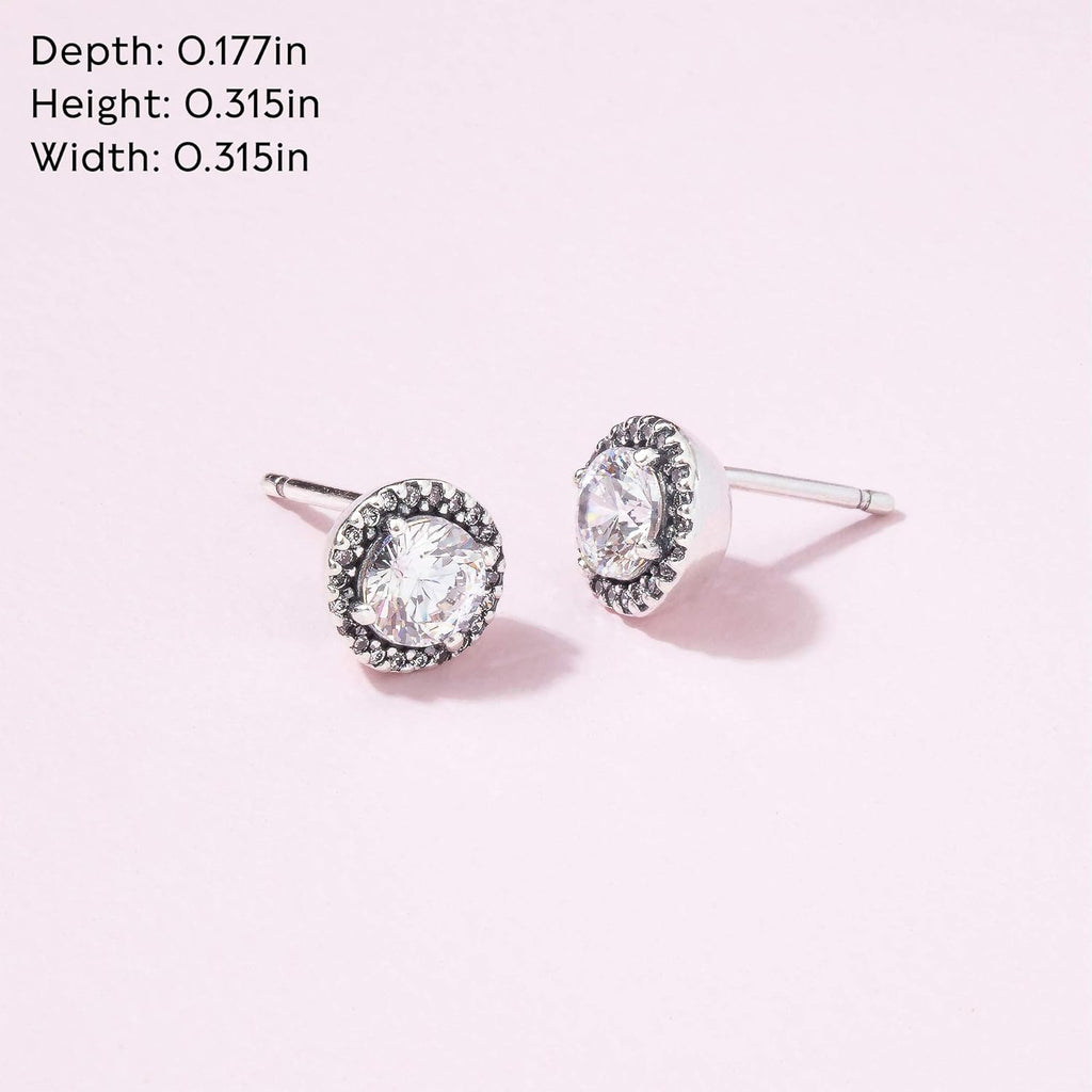 PANDORA Round Sparkle Stud Earrings - Classic Earrings for Women - Great Gift for Women - Made with Sterling Silver & Cubic Zirconia, With Gift Box