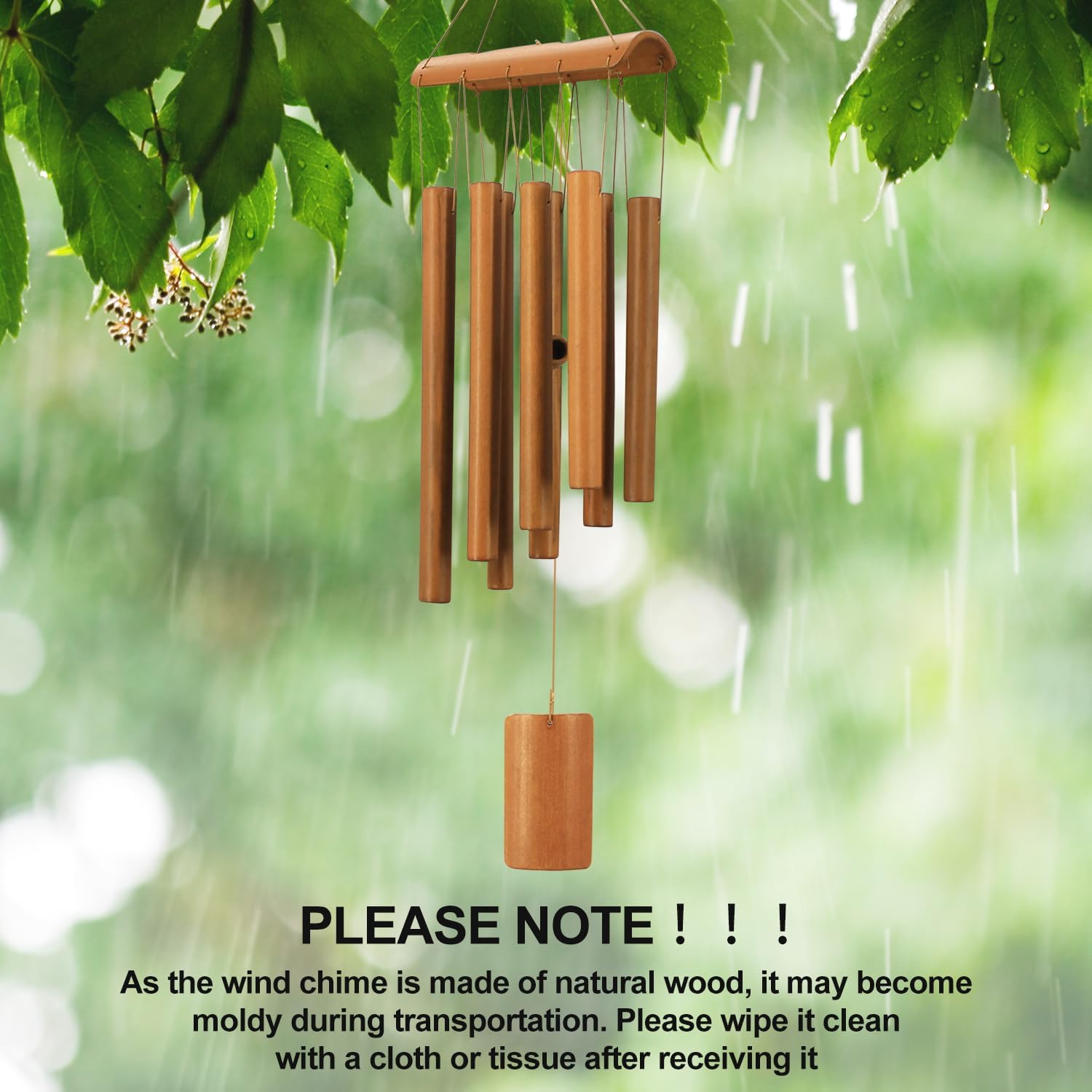 Bamboo Wind Chimes For Outside,Decorations For Patio Porch | Sympathy Wind Chimes Outdoors With Natural Sounds, Memorial Gifts For Mom, Indoor Outdoor Decor For Garden Home And Backyard