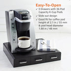 Amazon Basics K-Cup Compatible Coffee Pod Storage Drawer, 3 Easy-Open Drawers, 36 Pod Capacity, Black