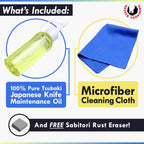 Yoshihiro 100% Pure Tsubaki Japanese Knife Maintenance Oil 3.4Oz(100Ml) With Complimentary Sabitori Rust Eraser And Microfiber Cloth