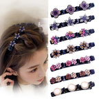 Hair Clips For Styling - 7Pcs Crystal Stone Braided Hair Clips, Double-Layer Star And Flower Clips For Women And Girls, Sparkling Rhinestone Duckbill Clips, Non-Slip Hair Accessories (Flasloth)