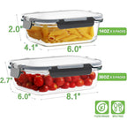 HOMBERKING 10 Pack Borosilicate Glass Meal Prep Containers with Locking Lids, Glass Food Storage Containers Set, Airtight Lunch Bento Boxes, BPA-Free & Leak Proof, 36oz & 14oz, Freezer, Oven Safe