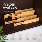 Fabsome Dresser Drawer Organizers 6 Pack, 4.65'' High Adjustable From 12.5-17‘’ Bamboo Drawer Dividers For Clothing Baby Clothes, Wooden Separators For Dresser Nursery Organization With Soft Foam Ends