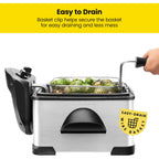 Chefman 4.5 Liter Deep Fryer w/Basket Strainer, XL Jumbo Size, Adjustable Temperature & Timer, Perfect for Fried Chicken, Shrimp, French Fries, Chips & More, Removable Oil-Container, Stainless Steel