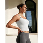 ODODOS Women's Slim Racerback Cropped Tank - odSTRATUM Tech Sports Bra, Ultra Soft UPF 50+ Cami Top with Built-in Bra