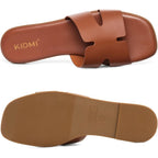 Kidmi Women'S Dressy Flat Sandals, Comfortable Slip On Summer Slides, Fashion Open Toe Casual Sandals