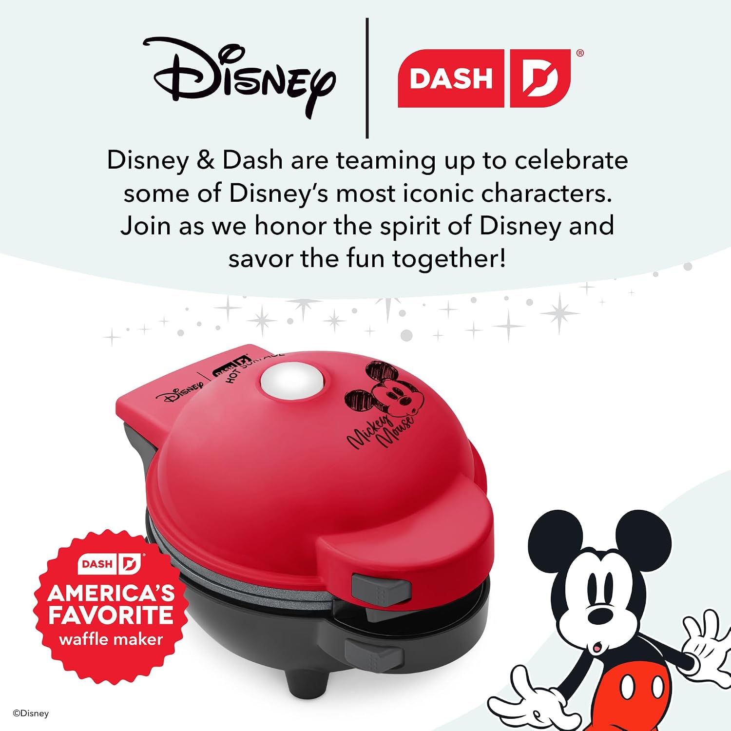 Disney | Dash Multimaker® Mini Maker System - Electric Waffle Maker & Swappable Plates - 1 Multimaker®, 4 Plates, Mickey Mouse & Friends Design, Aluminum