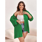 Scomchic Women Plus Size Button Down Shirts Long Roll Up Sleeve V Neck Collared Casual Blouses Oversized Shirt Tops