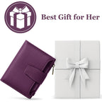 Airkit Small Wallet Women RFID Blocking Soft Leather Bifold Compact Card Holder Wallet for Women with Zipper Coin Pocket 4 ID Window