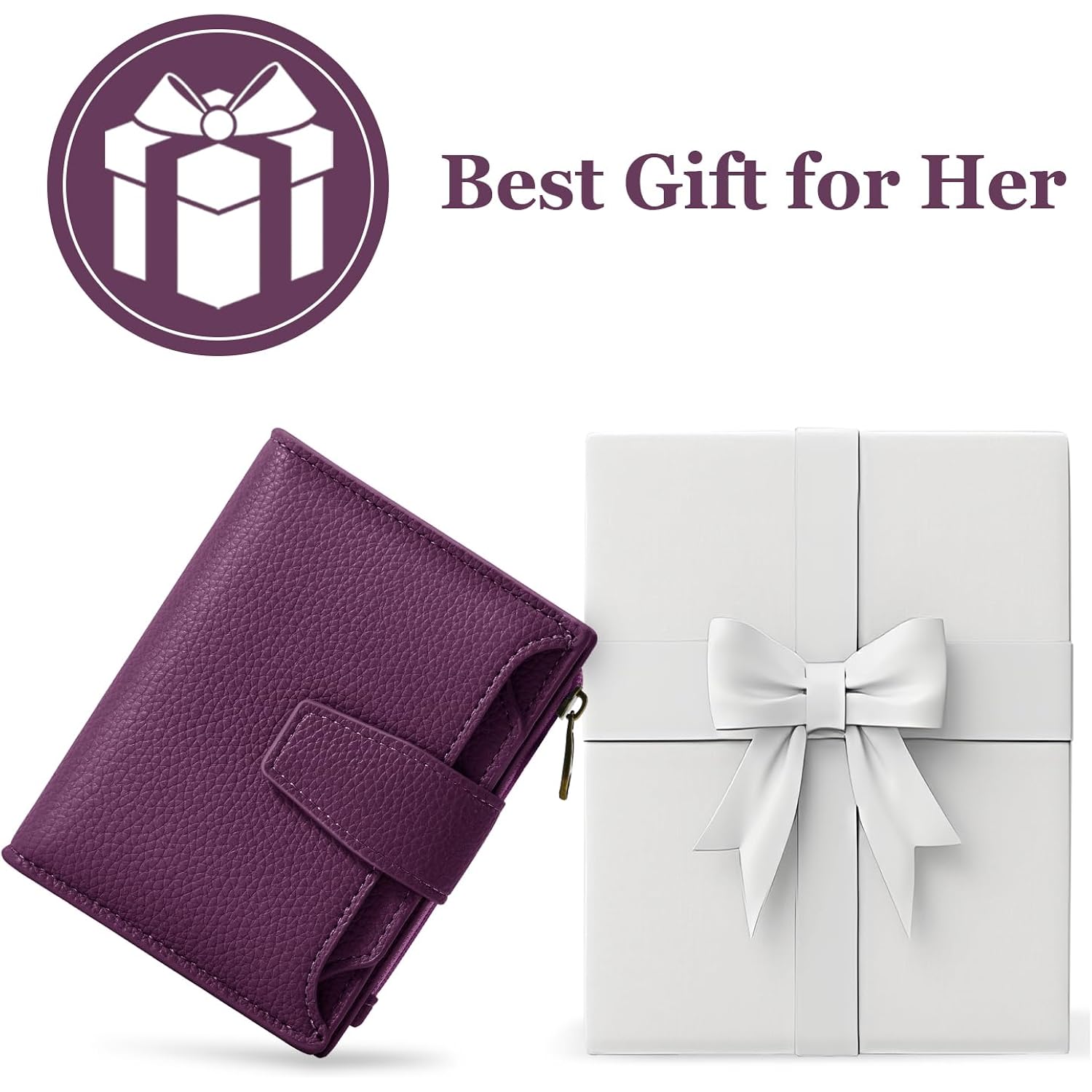 Airkit Small Wallet Women RFID Blocking Soft Leather Bifold Compact Card Holder Wallet for Women with Zipper Coin Pocket 4 ID Window