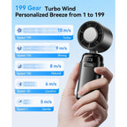 Handheld Portable Turbo Fan With Ice Cooler, Powerful 21000 Rpm, Speed (1-199), Up To 14Hrs Cooling, Rechargeable Personal Fan, Small Pocket Hand Fans For Travel/Outdoor/Home/Office (Black)