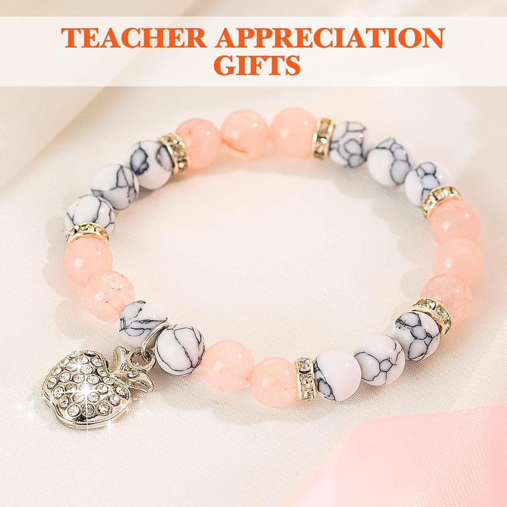 VICKHU Teacher appreciation gifts,Natural Stone teacher Bracelet gifts for women,thank you gifts for teacher meaningful gifts for women with gift message card