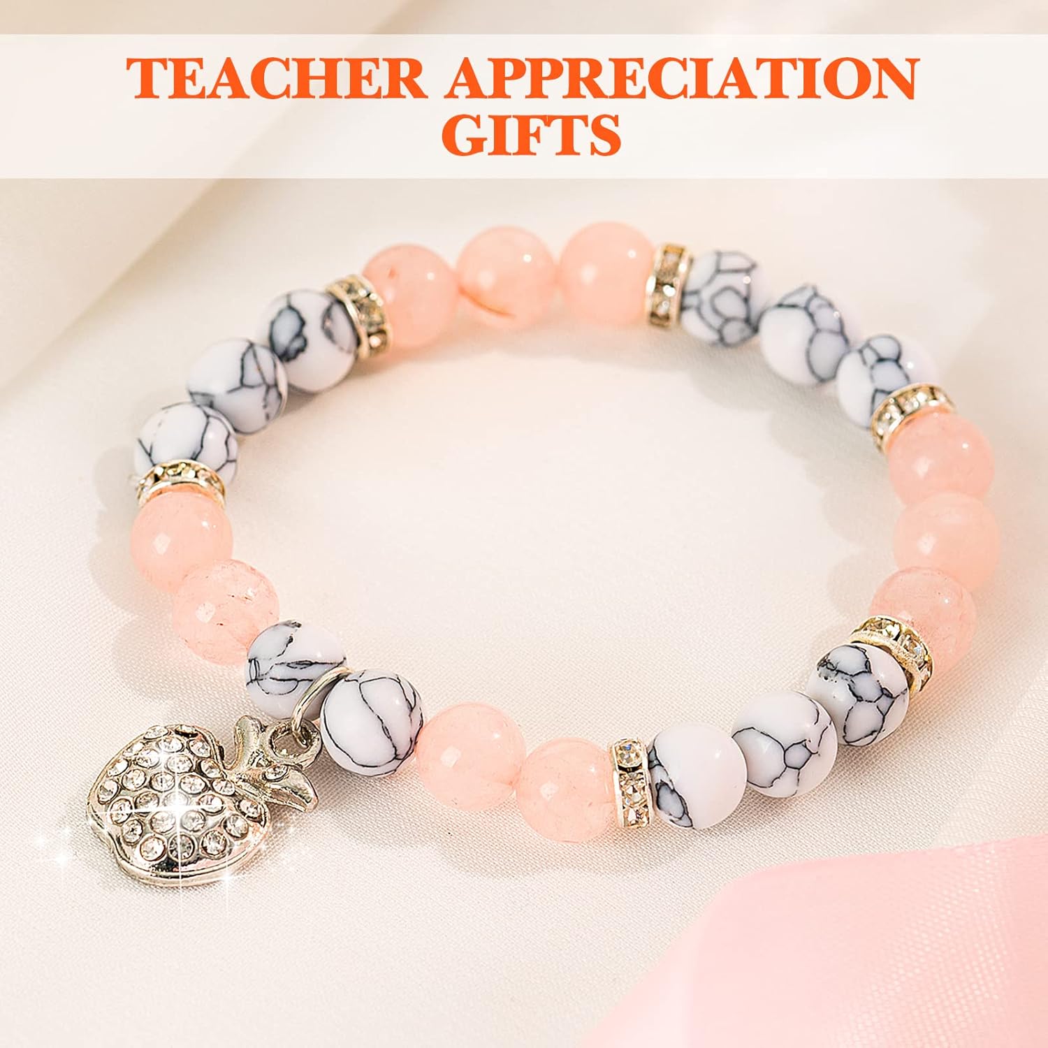 VICKHU Teacher appreciation gifts,Natural Stone teacher Bracelet gifts for women,thank you gifts for teacher meaningful gifts for women with gift message card