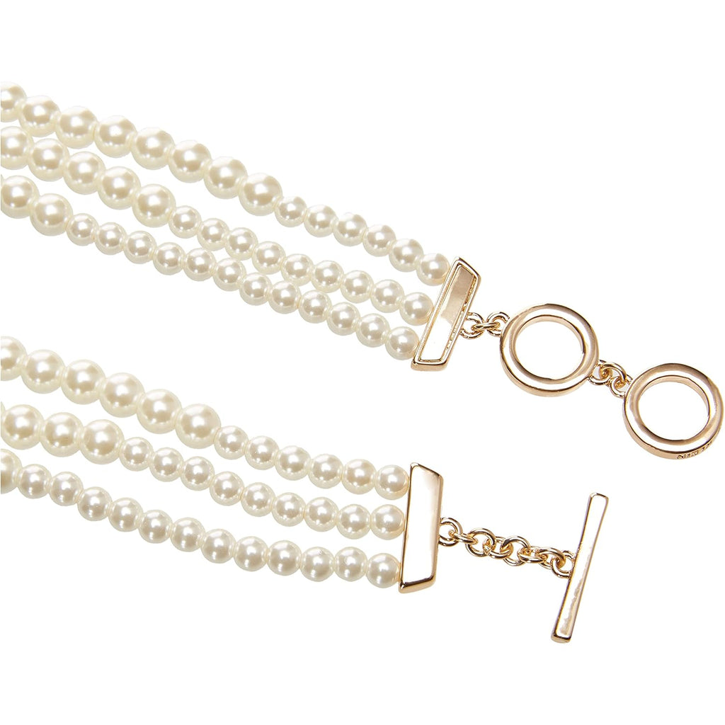 Anne Klein Women's Gold-Tone Blanc Pearl Collar Necklace