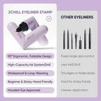 2Chill 2-Pack Rotating Eyeliner Stamp Pen, Dual-Ended Winged Eyeliner Stamp, Cat Eye Tool, Waterproof & Smudge-Proof, Long-Lasting Make Up, Matte Finish, Liquid Eyeliner For Beginners, Black & Brown