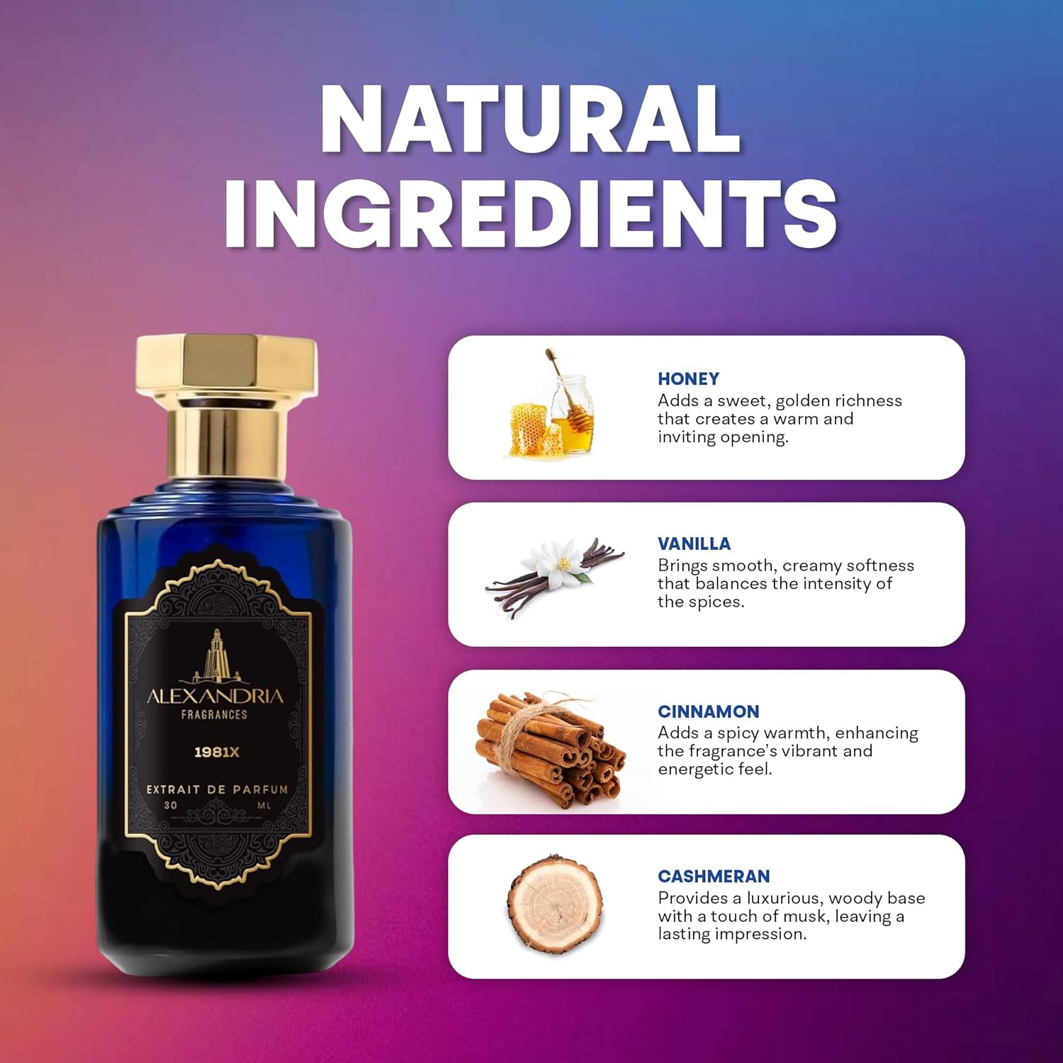 Alexandria Fragrances 1981X Perfume - Long Lasting Eau de Parfum Inspired by Warm Lavender - Premium Men’s Parfum with Honey, Vanilla & Tobacco Blend - Luxury Men’s Cologne for Every Occasion - 30ml