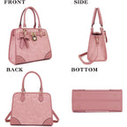 Qiyuer Medium Handbags For Women Vegan Leather Purses Set Satchel Tote Bags With Matching Wallet 2Pcs