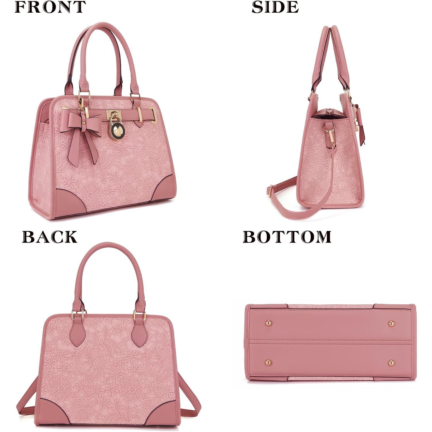 Qiyuer Medium Handbags For Women Vegan Leather Purses Set Satchel Tote Bags With Matching Wallet 2Pcs