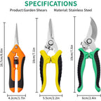 Garden Pruning Shears 3 Pack Gardening Shears Garden Scissors Stainless Steel Plant Flower Scissors Clippers Pruning Shears Tijeras De Jardinería