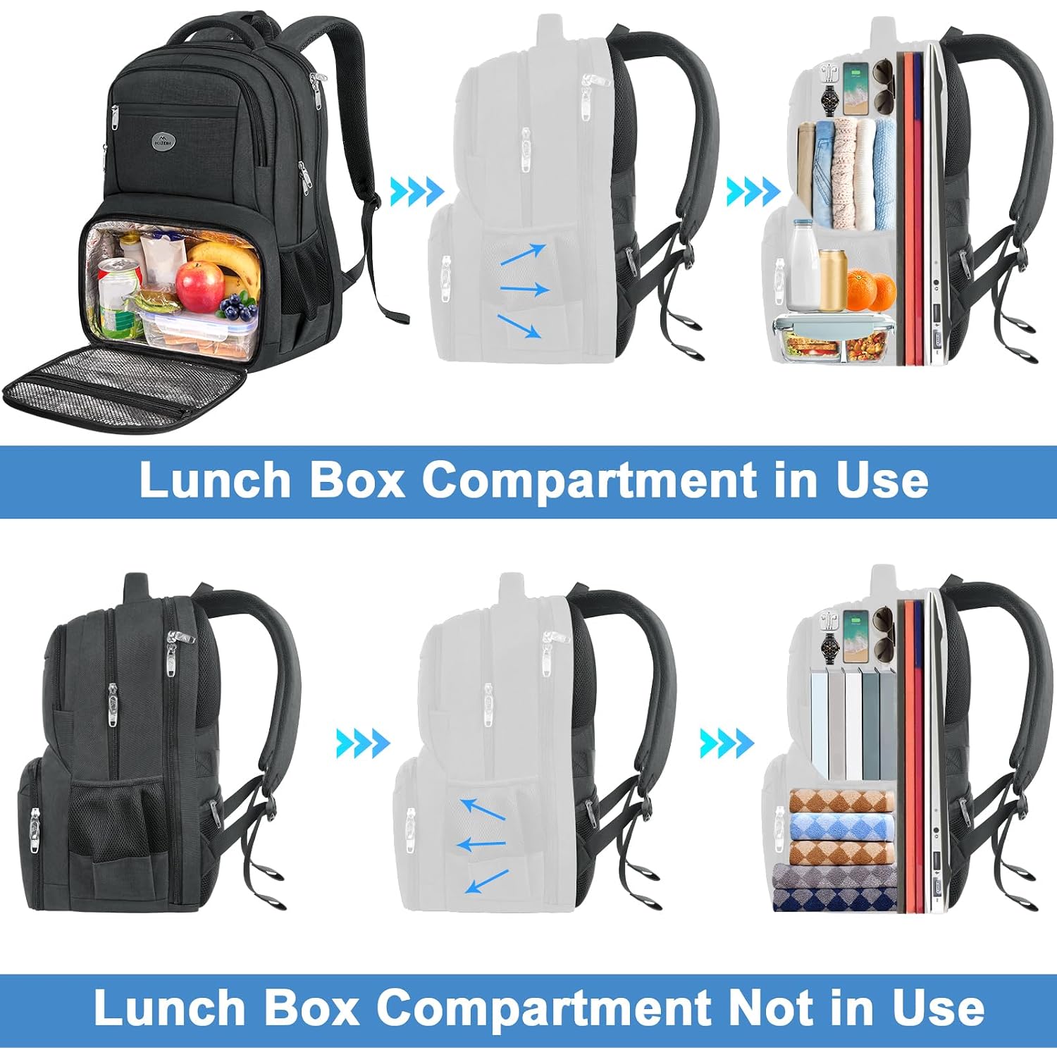 Matein Lunch Backpack For Men Work, Sturdy Tsa 17 Inch Laptop Backpack | Water Resistant, Anti Theft, Insulated Lunch Compartment, Work Bag, Padded Straps, Computer Back Pack, Office Commute College
