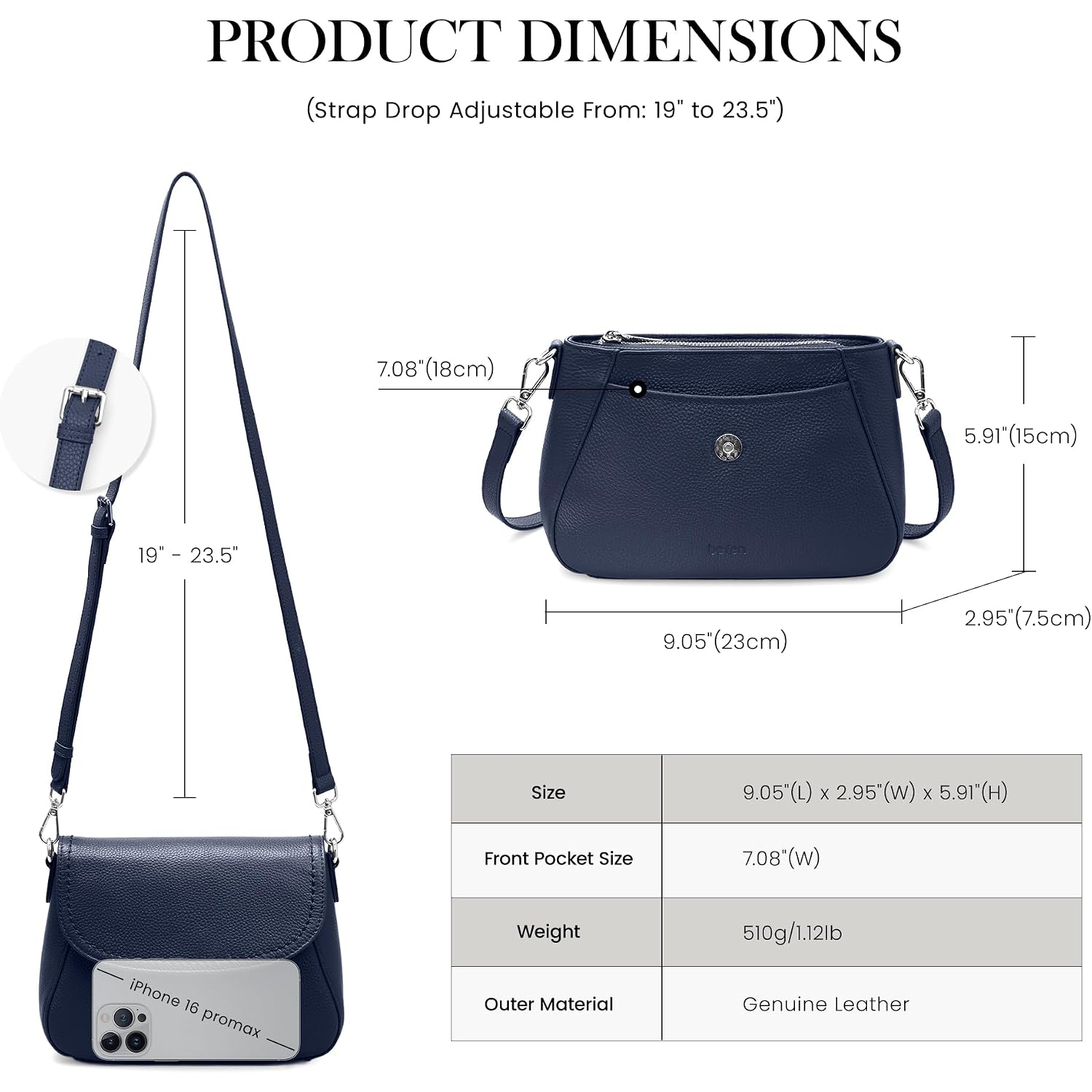 Befen Genuine Leather Saddle Crossbody Bags For Women With Rfid Blocking, Small Flap Cross Body Purse Hangbags