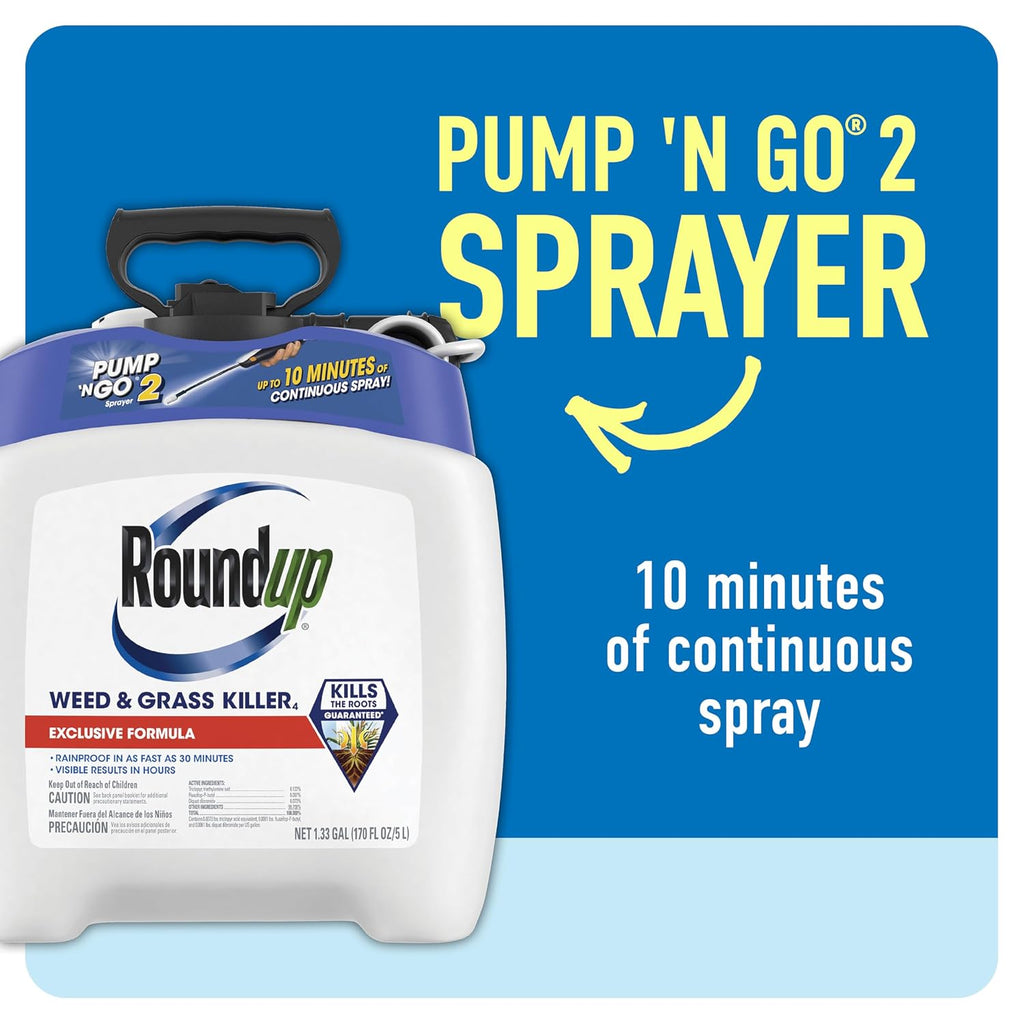 Roundup Weed & Grass Killer4 With Pump 'N Go 2 Sprayer, 1.33 Gal. | Ready-To-Use Bug Killer With Comfort Wand, Kills Ants, Roaches And Spiders, Use In Kitchens, Bathrooms And Home Perimeter
