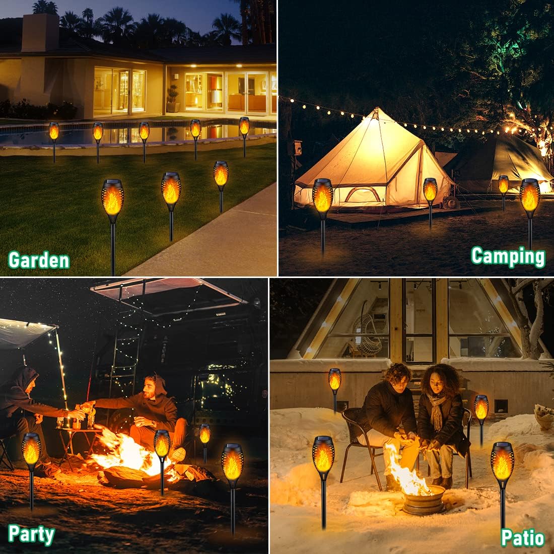 Solar Torch Light With Flickering Flame For Halloween Decorations | Solar Lights Outdoor For Halloween Decor, Waterproof Solar Garden Lights, Flame Torches For Outside Garden Patio Pathway Yard