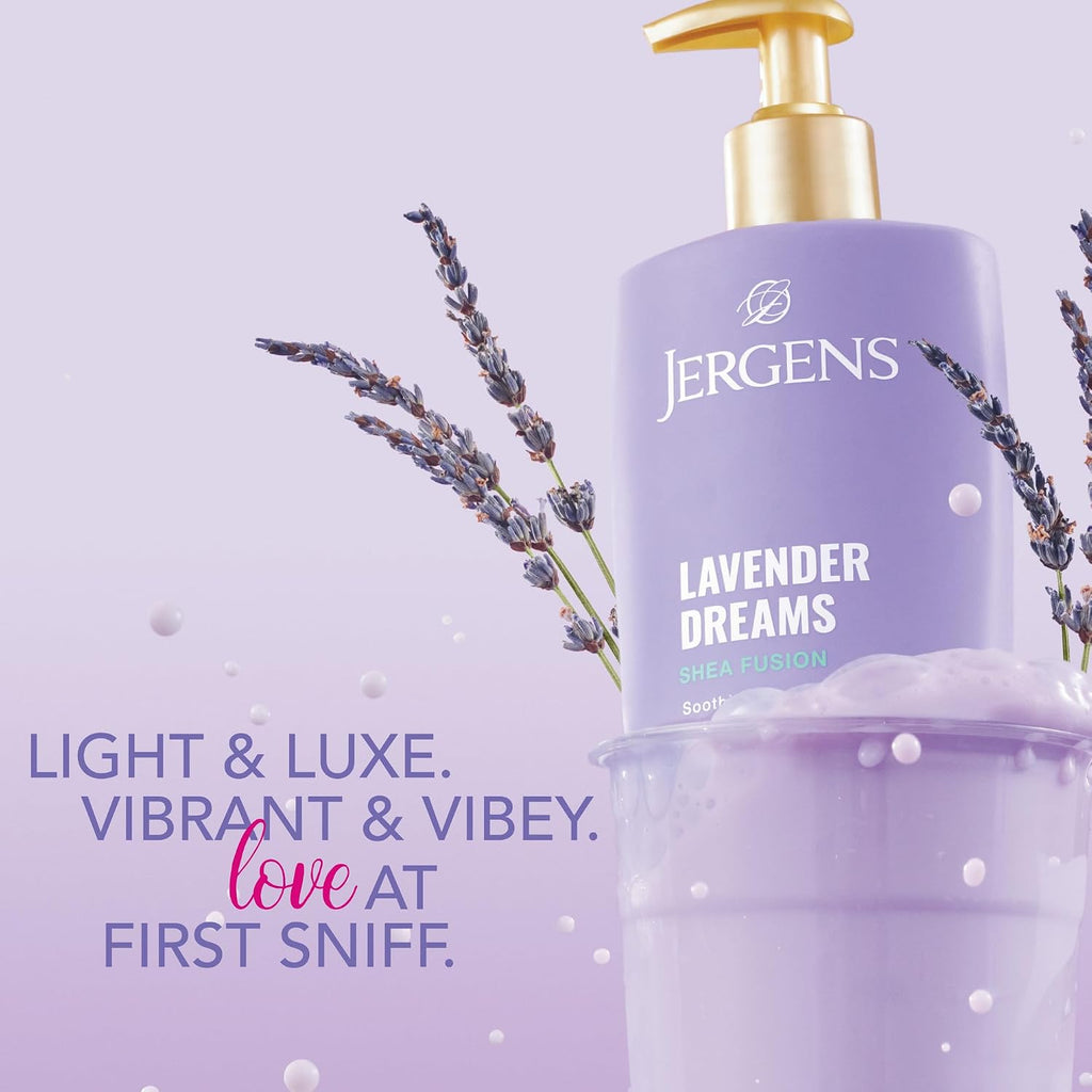 Jergens Shea Fusion Lavender Dreams Body Lotion, Scented Lotion, Moisturizer With Shea Butter And Vitamin E, 14 Fl Oz