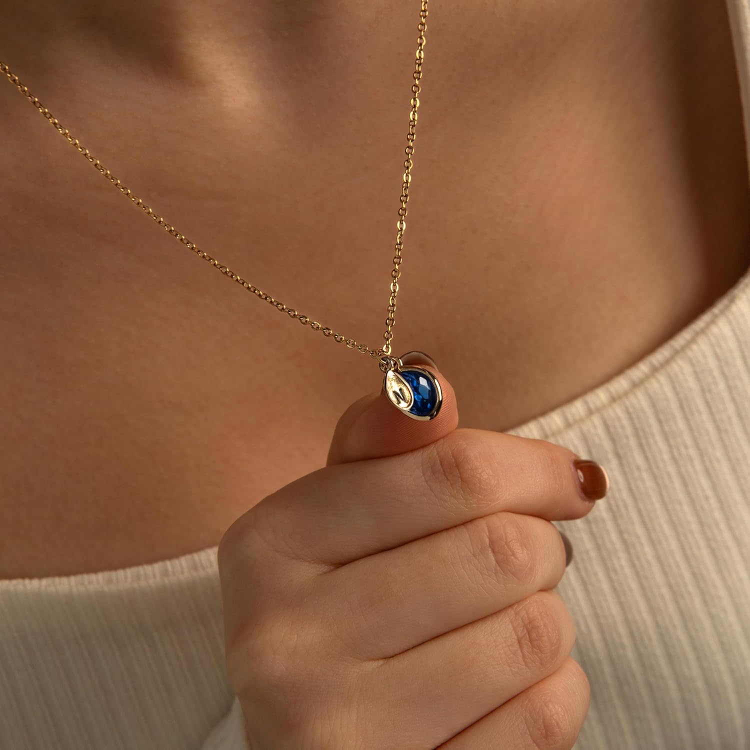 MignonandMignon Birthstone Necklace for Mom Grandma | Personalized Family Initial Necklace for Women | Grandkids Birthstone Jewelry Mothers Day Gift for Her