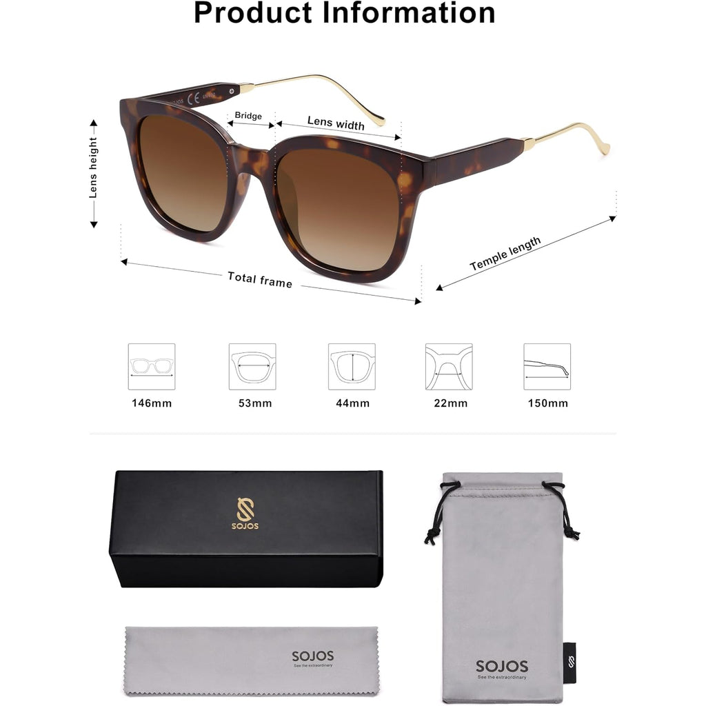 Sojos Classic Square Polarized Sunglasses Womens Mens Retro Trendy Uv400 Sunnies Sj2050