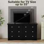 Shahoo Black Dresser For Bedroom With 6 Drawers, 47.2" Wide Chest Storage Organizer And Tv Stand For Living Room, Closet, Hallway, Dormitory
