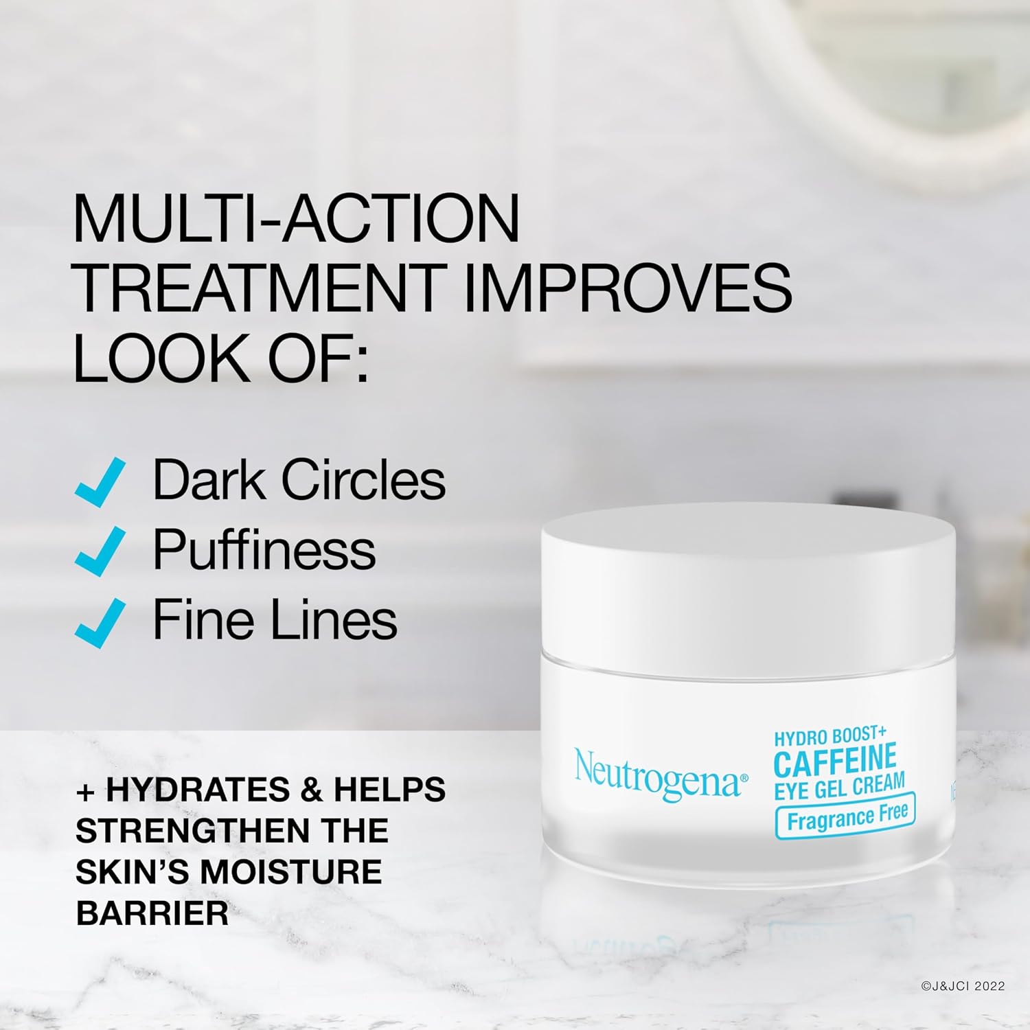 Neutrogena Hydro Boost + Eye Cream For Dark Circles & Puffiness, Under Eye Cream With Caffeine, Hyaluronic Acid And Peptides, Fragrance Free, 0.5 Oz