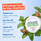 Handmade Heroes Revive & Renew Peppermint Foot Cream with Jojoba & Magnesium - Cooling Foot Relief for Tired, Dry Feet, Rough Heels & Calluses, 1.7 oz