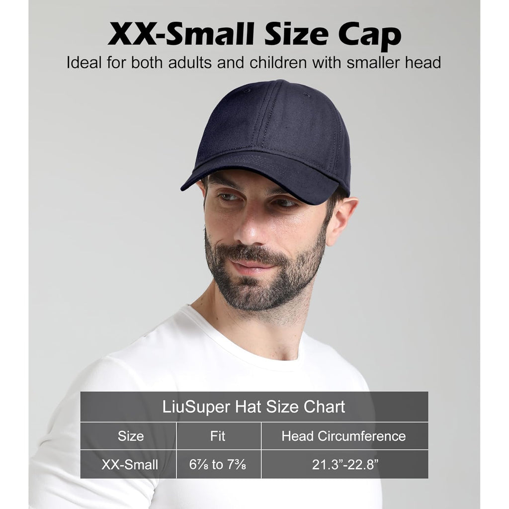 LiuSuper Hats for Small Heads Men, Petite Baseball Caps for Women, XXS Adjustable Trucker Hat Dad Hat(21.3"-22.8", 54cm-58cm)