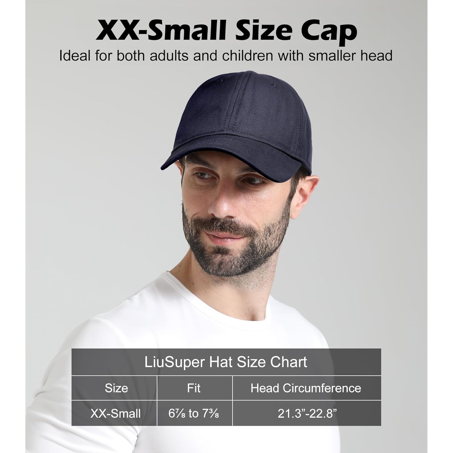LiuSuper Hats for Small Heads Men, Petite Baseball Caps for Women, XXS Adjustable Trucker Hat Dad Hat(21.3"-22.8", 54cm-58cm)