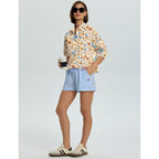 Womens 3/4 Sleeve Button Down Tops Dressy Casual Collared Shirts Blouses Ruffle Babydoll Tops Loose Fit
