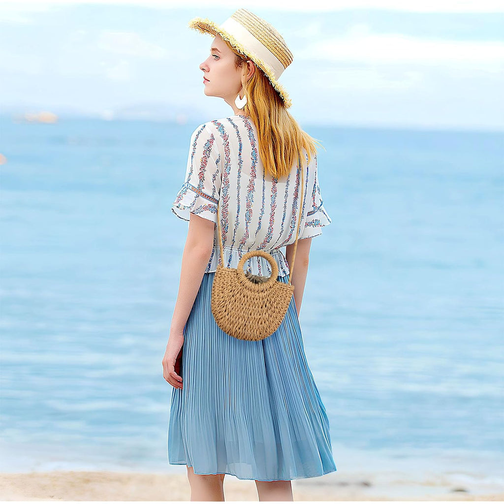 FENBEN Straw Hobo Bags for Women Small Crossbody Bag Beach Purse Weave Shoulder Handbag Rattan