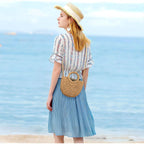 FENBEN Straw Hobo Bags for Women Small Crossbody Bag Beach Purse Weave Shoulder Handbag Rattan