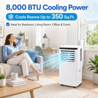 8,000 Btu Portable Air Conditioners, Portable Ac Unit For Basement & Bedroom, Remote & Auto Evaporation, 4-In-1 Cooling Unit, Floor Ac, Covers Rooms Up To 350 Sq.Ft, Sleep Mode, Remote Control