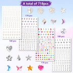 Teenitor Body Glitter With Face Gems Stickers Set, 12 Pots Iridescent White Face Glitter Hair Glitter Gel & 4 Sheets Hair Jewelry For Kids Makeup, Hair Gems & Pearls Mermaid Accessories For Rave