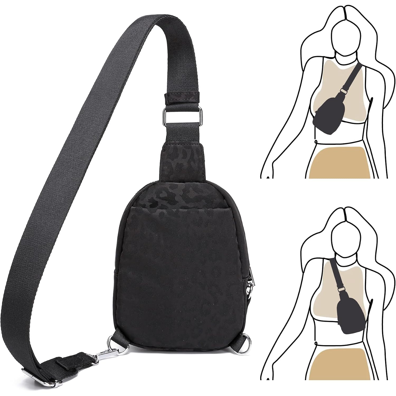 Anti Theft Crossbody Bags For Women Small Nylon Rfid Sling Bag Lightweight Travel Purse For Daily Casual Use(Leopard)
