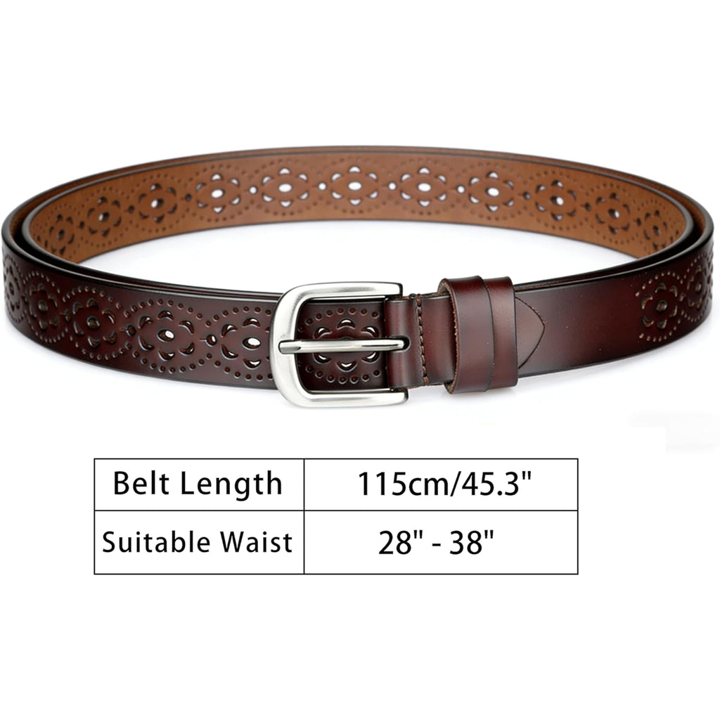 Eohak Women's Leather Belts Hollow-Out Belts Adjustable City Waist-Belt with Pin Buckle for Jeans Dresses