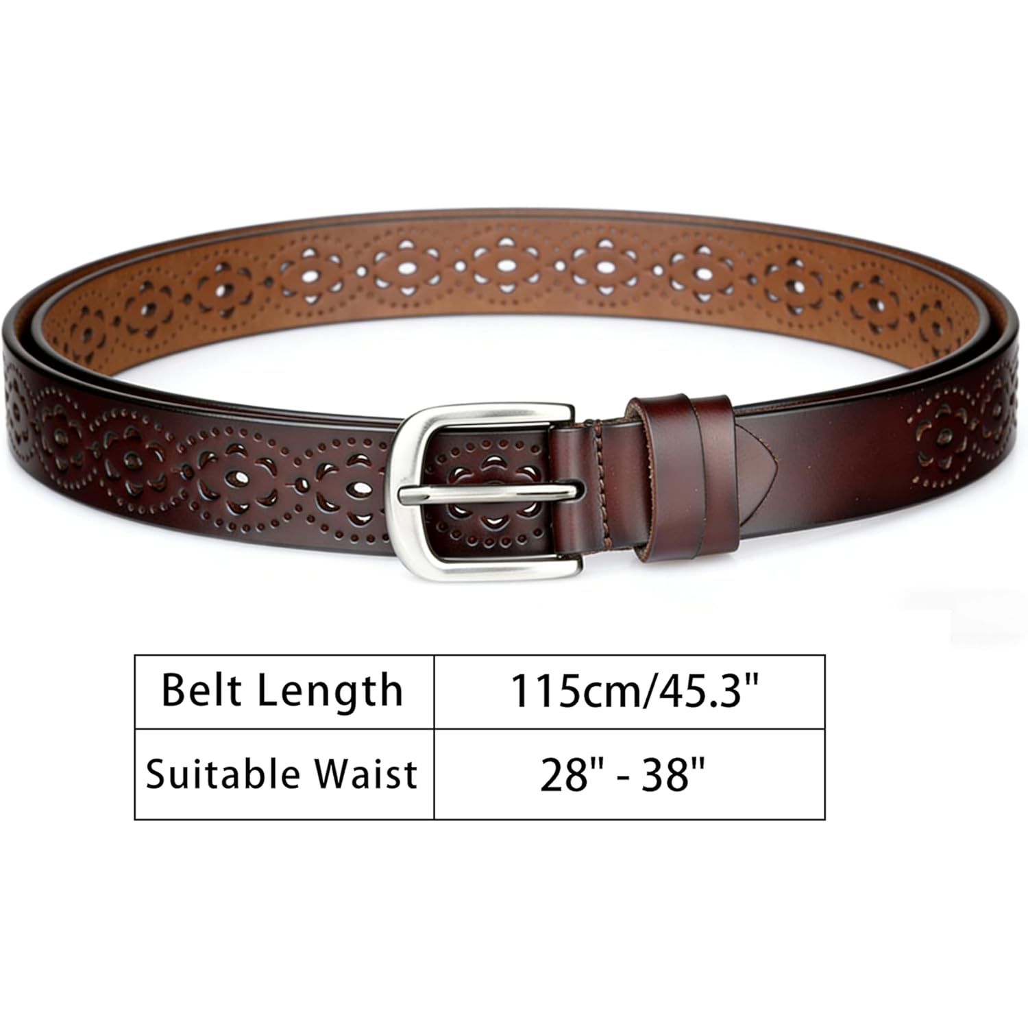 Eohak Women's Leather Belts Hollow-Out Belts Adjustable City Waist-Belt with Pin Buckle for Jeans Dresses