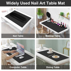 Diesisa Nail Art Table Mat,Foldable Nail Arm Rest Pad for Nails,Soft Microfiber PU Leather Nail Mat for Table,Waterproof Manicure Pad,Nail Table Pad for Nail Technician Salon Home-Black