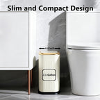 Tipgo Bathroom Trash Can With Lid, 2.1 Gallon / 8 Liter Small Garbage Can, Press Top Bin, Stainless Steel Wastebasket With Pop-Up Lid For Bedroom, Living Room, Office (Cream)