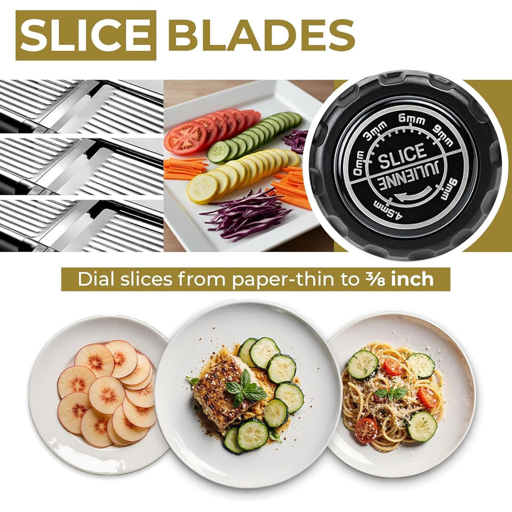 Gramercy Adjustable Mandoline Food Slicer, Mandoline Slicer For Kitchen, Mandolin, Potato, Tomato, Carrot, Vegetable, Fruit And Onion Cutter - Stainless Steel - Including 1 Pair Cut-Resistant Gloves
