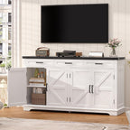 Usikey Large Sideboard Buffet Cabinet With 4 Doors And 3 Drawers, Farmhouse Buffet Table, Dining Room Storage Cabinet For Kitchen Or Living Room, White